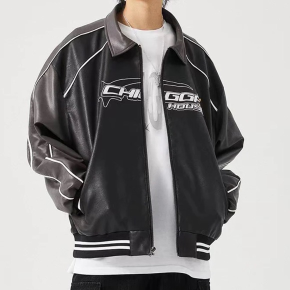 Men’s Racing Jacket - Pu Leather - Picture 3 of 4